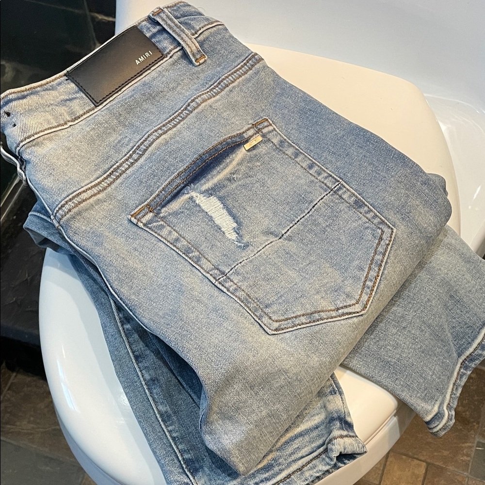 Blue Denim Jeans with Amiri Logo